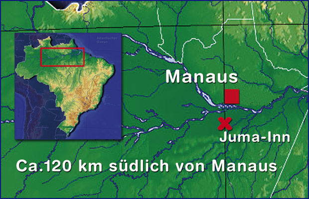 Ca. 150 km  von Manaus entfernt, mitten im Amazonas-Urwald