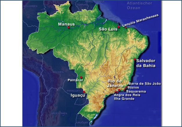 Brasilienkarte - Hotels in Brasilien
