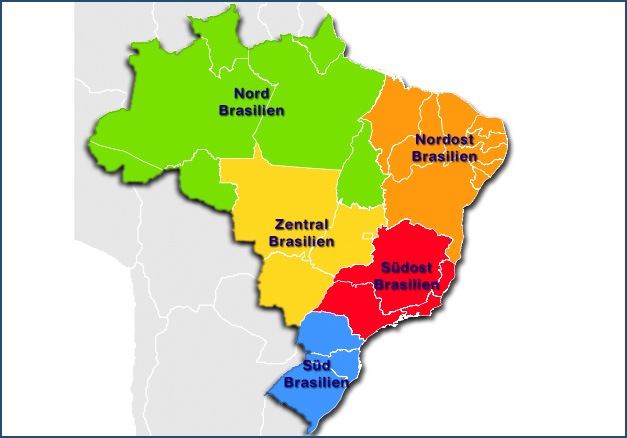 Brasilienkarte - Hotels in Brasiliens Regionen